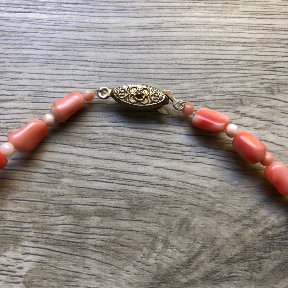 Gorgeous Vintage Angel Skin Coral Beaded Necklace Natural Rare Unique - Picture 12 of 13